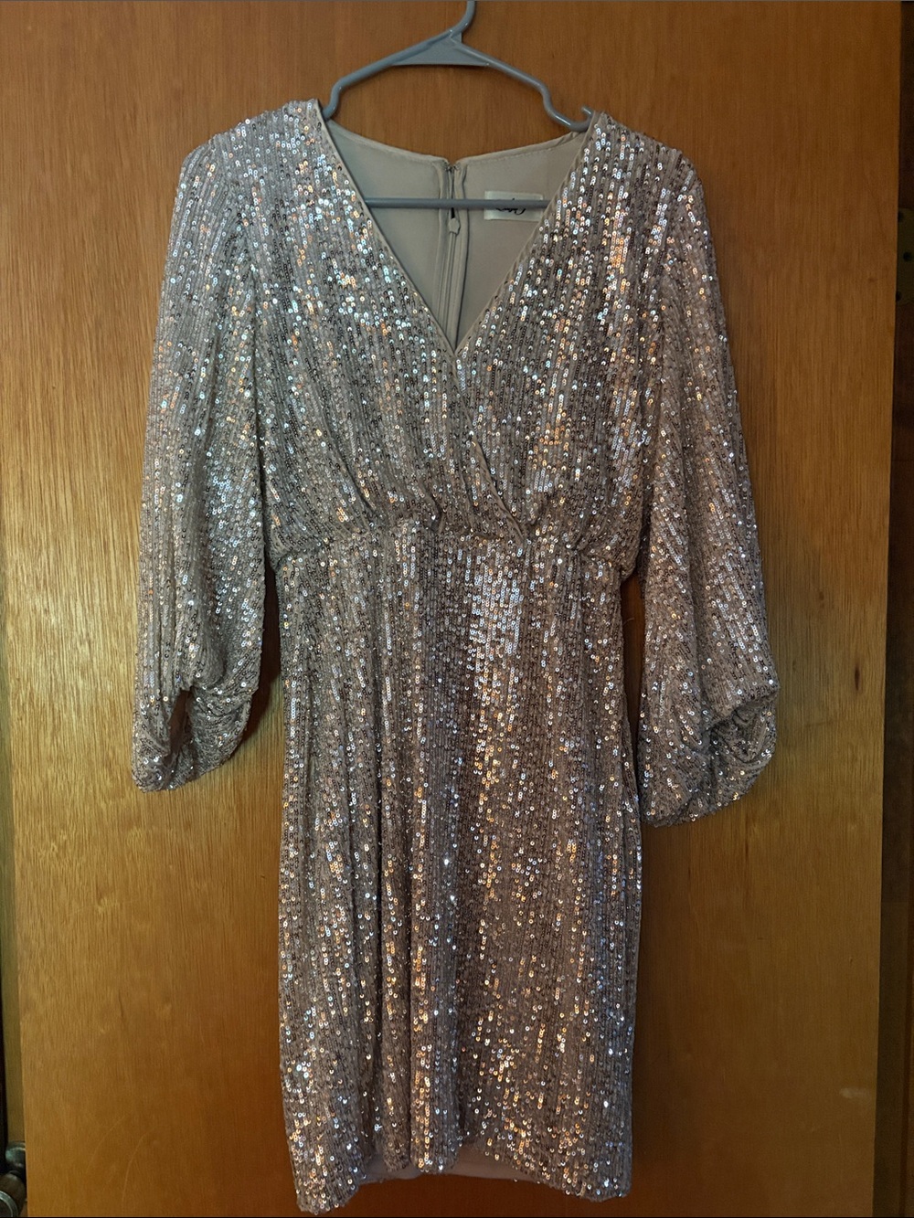 Eliza J Silver Sequin V-Neck Cocktail Dress